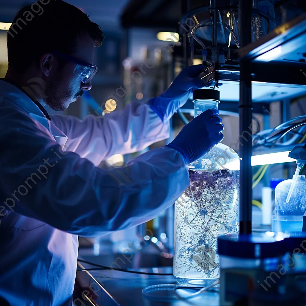 Researcher conducting an experiment with live cells in a bioreactor. - Image 4