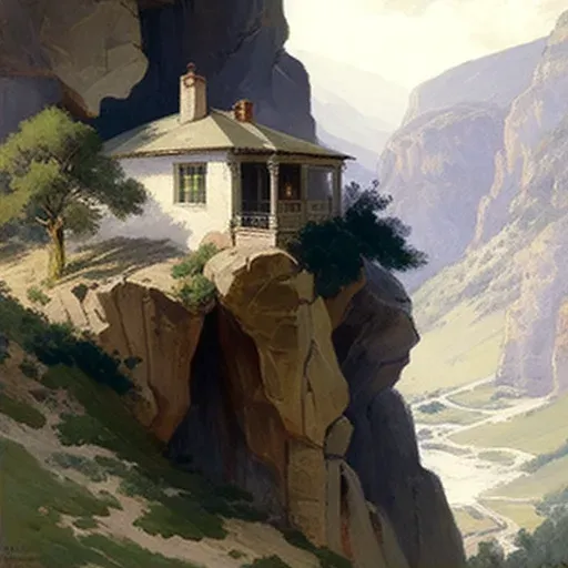 Secluded hermitage built into a cliff face overlooking a peaceful valley - Image 2