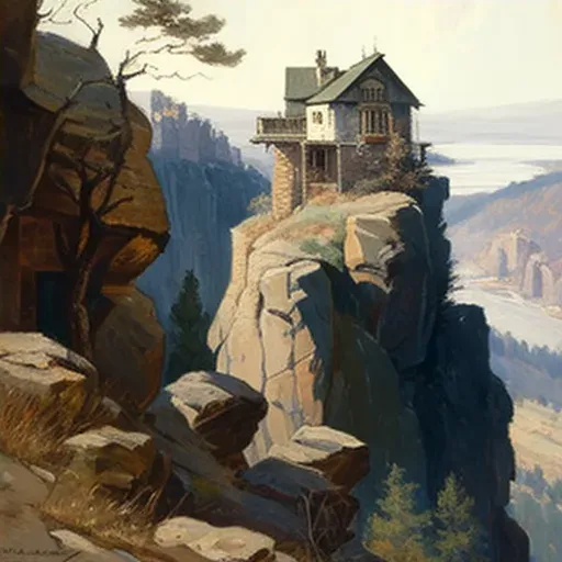 Secluded hermitage built into a cliff face overlooking a peaceful valley - Image 4