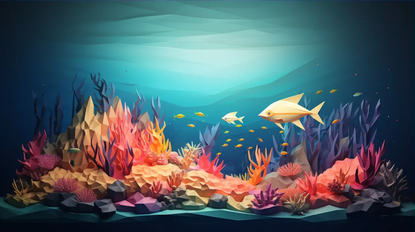 Vibrant low poly coral reef scene with polygonal sea creatures - Image 3