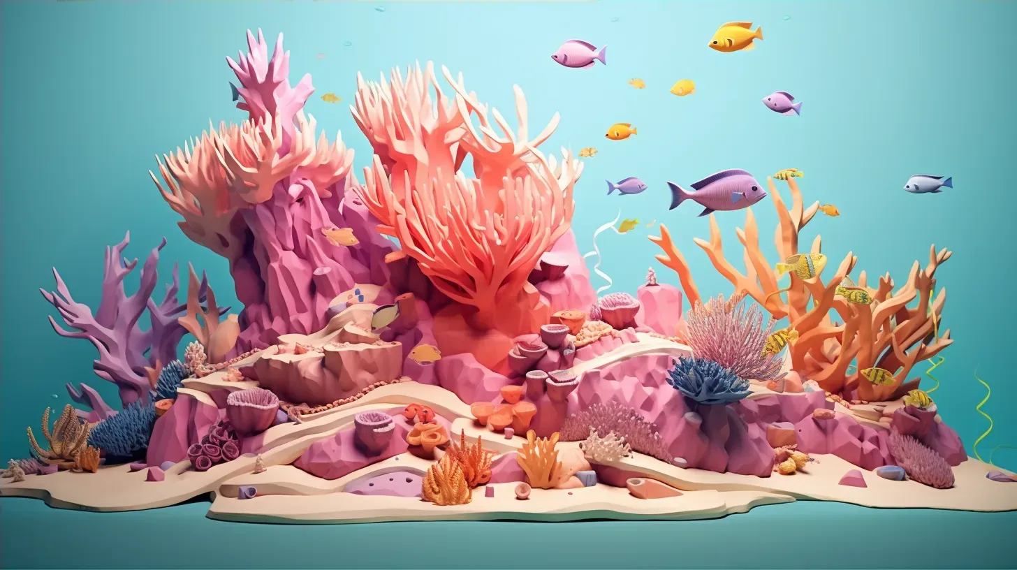 Vibrant low poly coral reef scene with polygonal sea creatures - Image 4