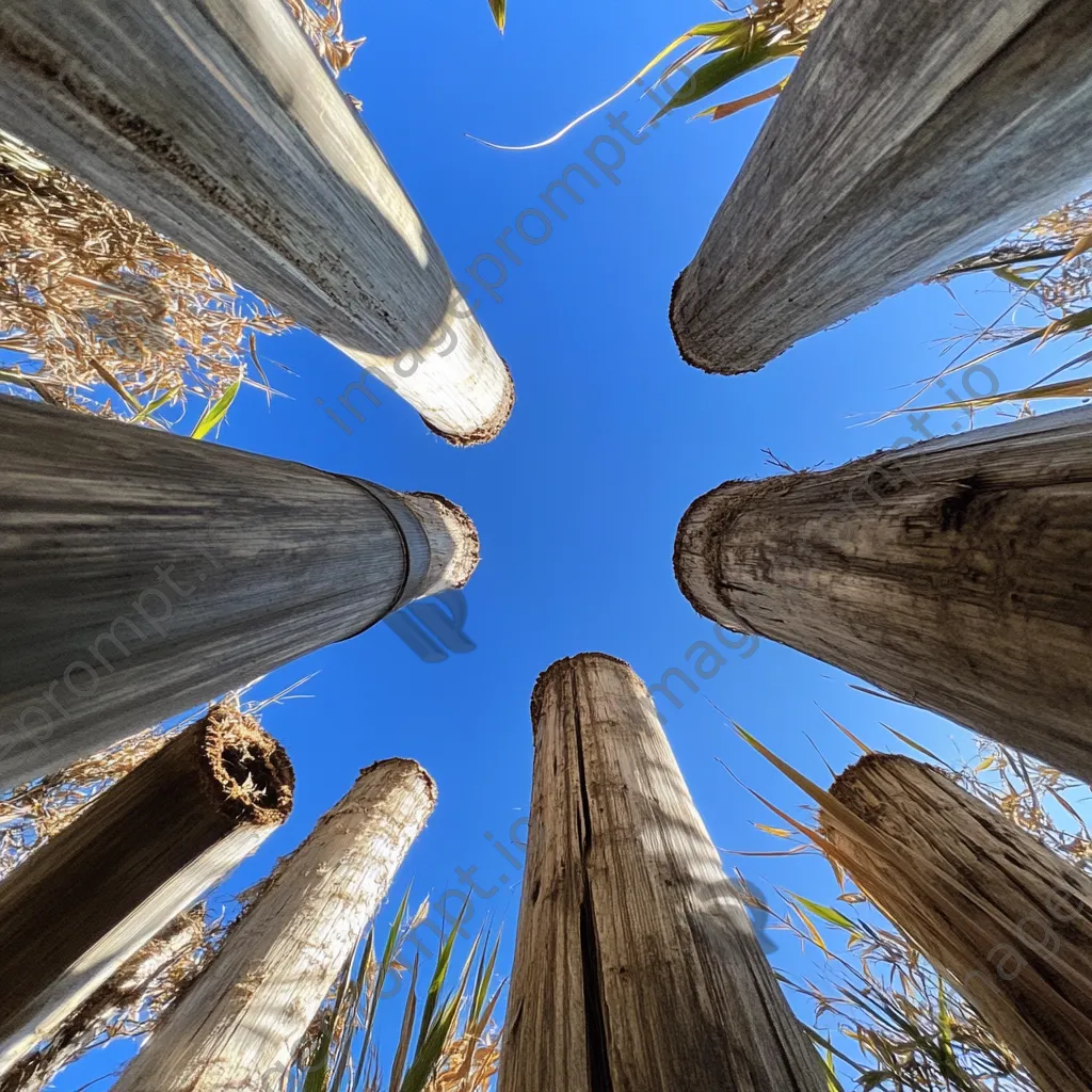 Tall bamboo stalks against a clear blue sky - Image 2