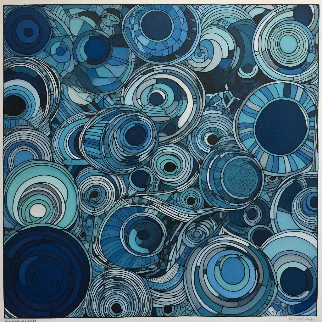 Abstract blue interlocking circles pattern - Image 2