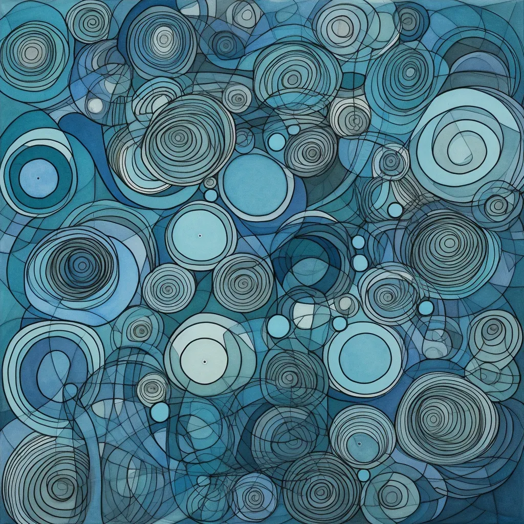 Abstract blue interlocking circles pattern - Image 4