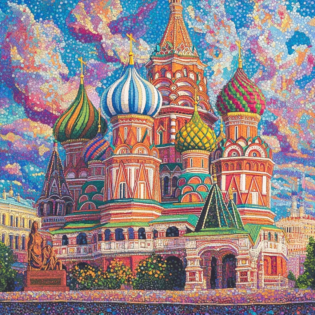 Vivid multi-colored representation of Saint Basil