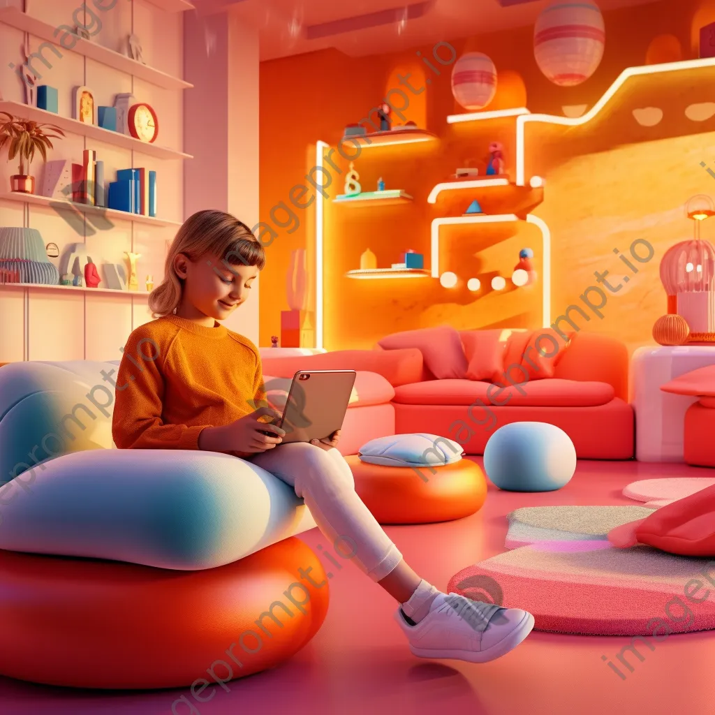 Child engaging with smart devices in a playroom - Image 1