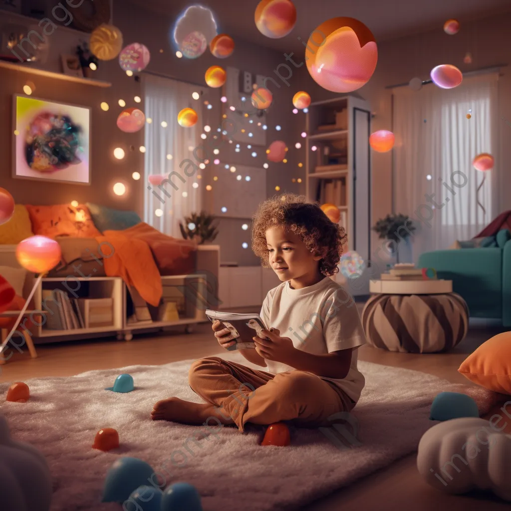 Child engaging with smart devices in a playroom - Image 3