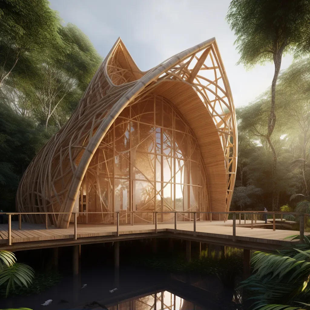 Experimental bamboo architectural structure in natural setting - Image 1