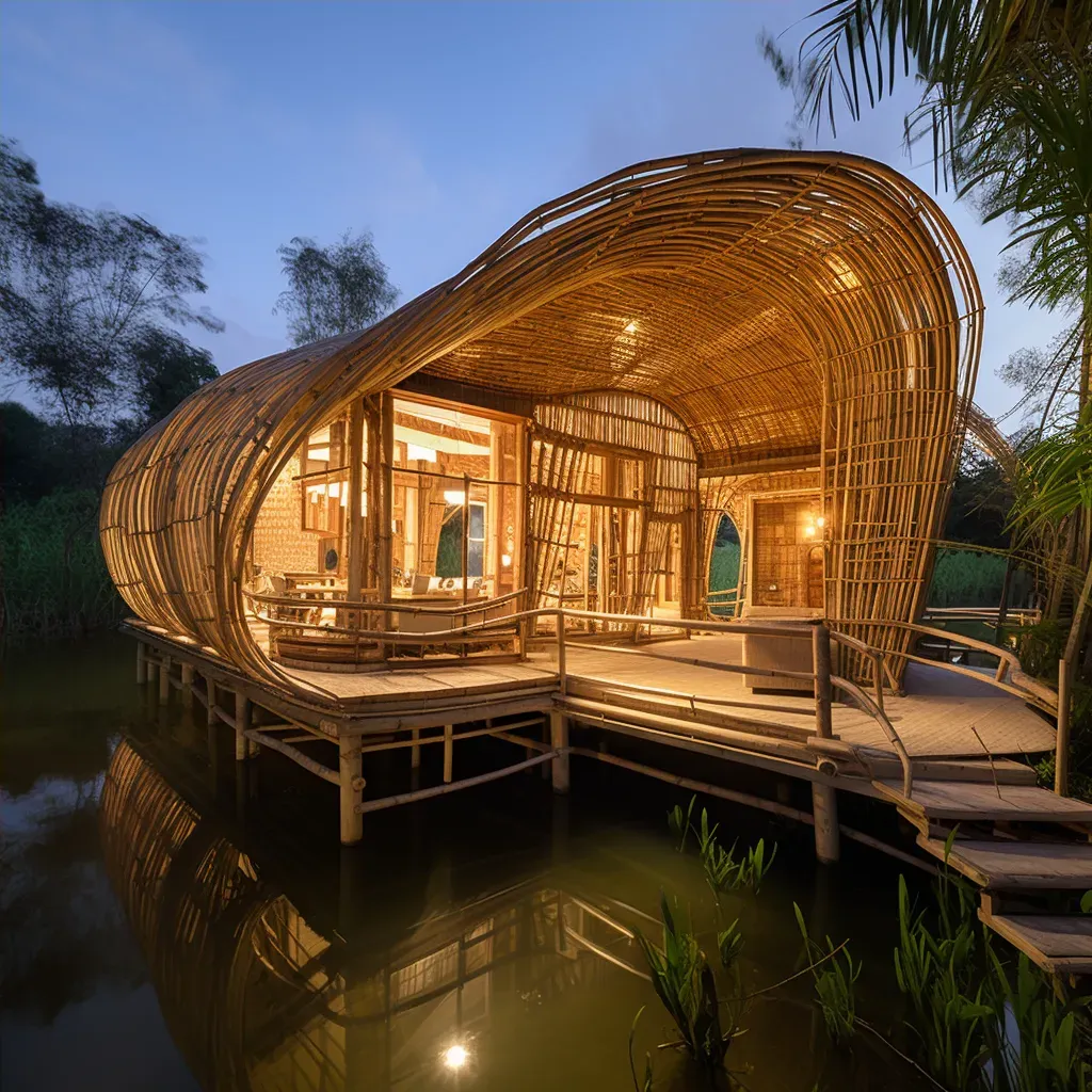 Experimental bamboo architectural structure in natural setting - Image 4