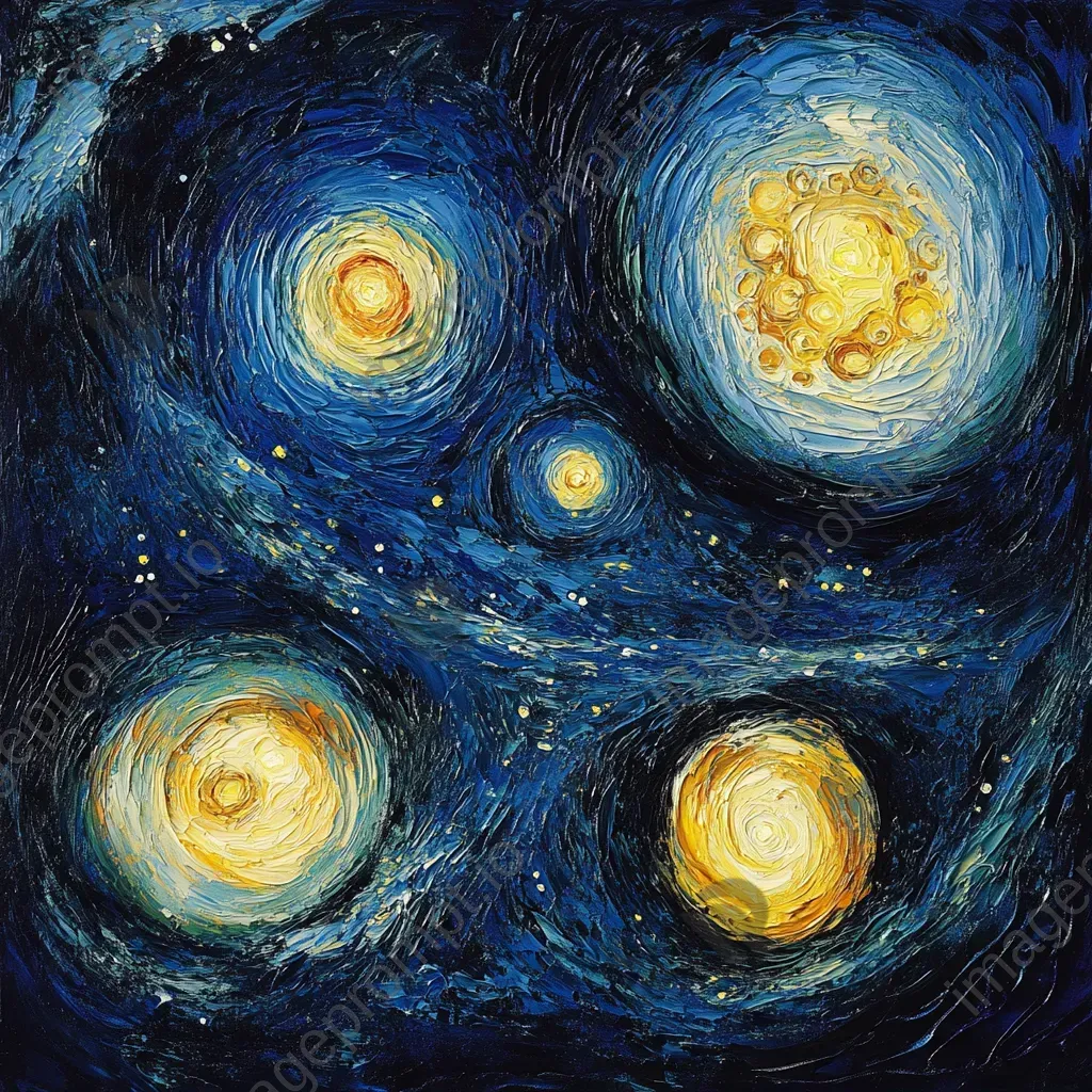 Artistic portrayal of cell division using starry night sky hues - Image 1