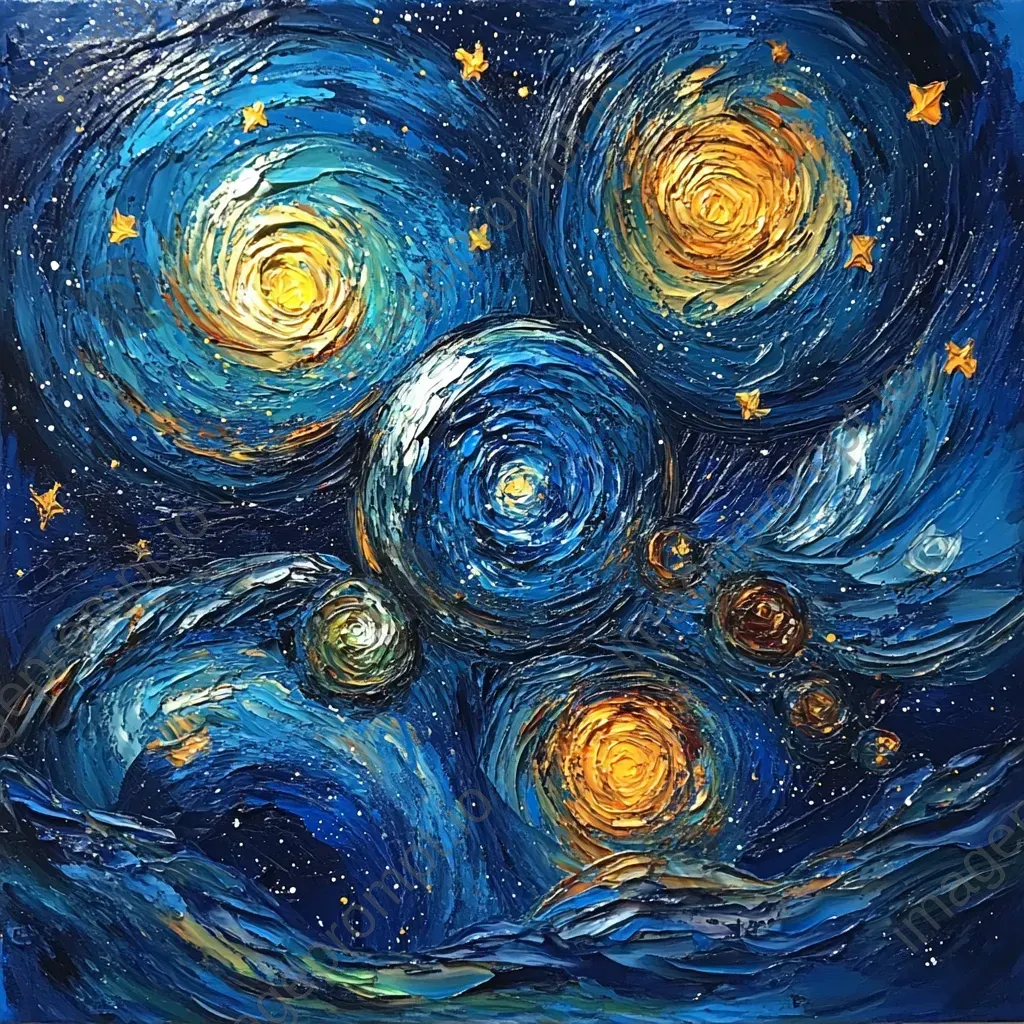 Artistic portrayal of cell division using starry night sky hues - Image 4