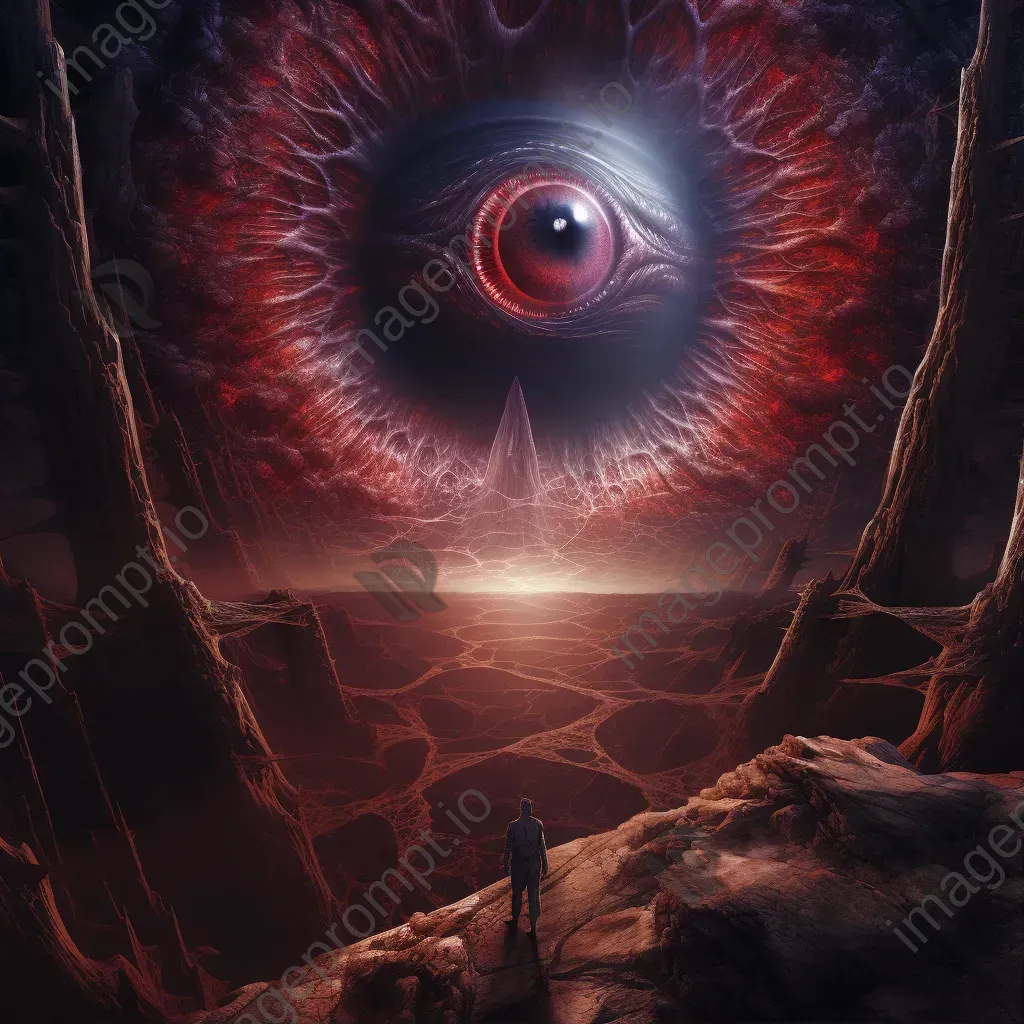 Digital 3D rendering of a third-eye awakening within a vortex of sacred geometry - Image 1