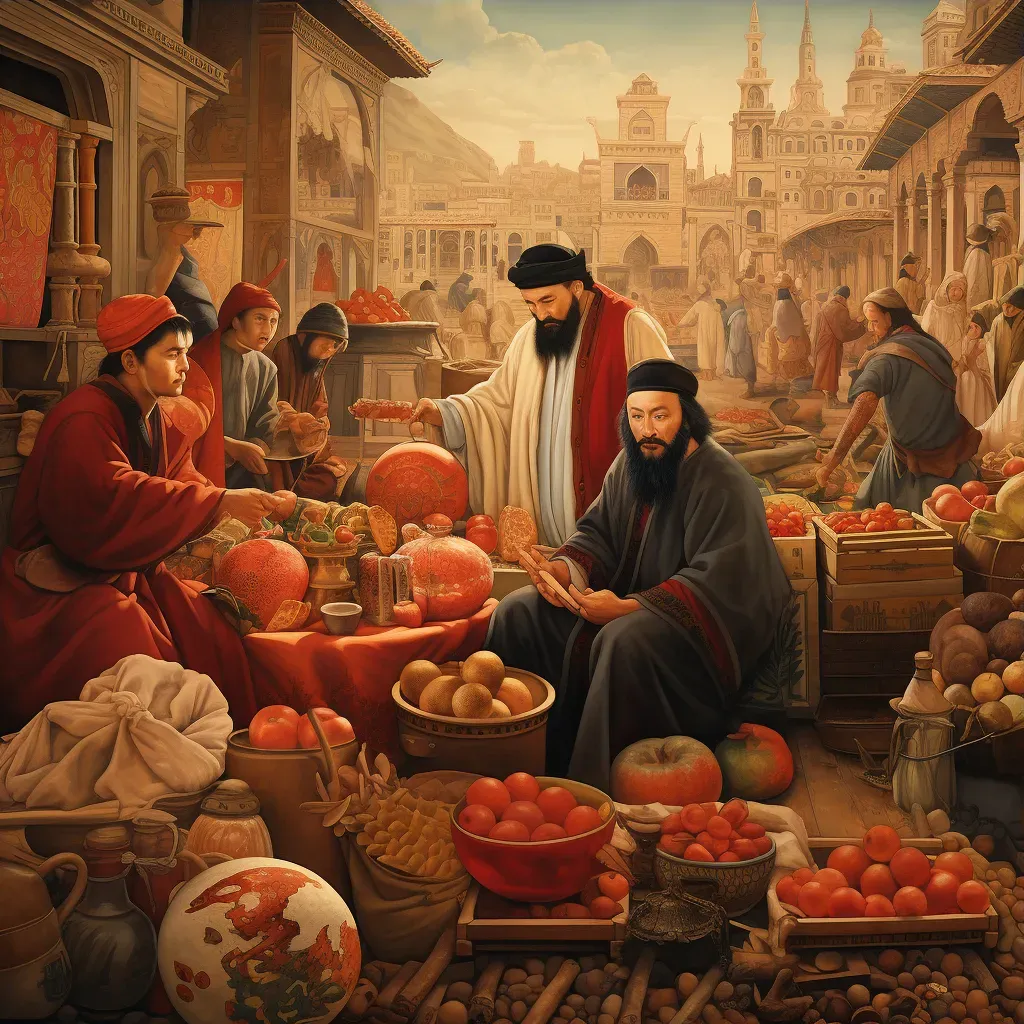 Marco Polo witnessing the wonders of the Silk Road with bustling markets - Image 3