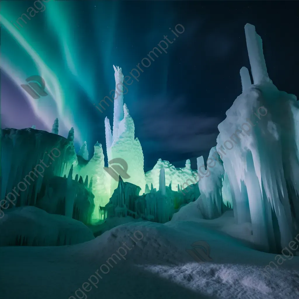 Magical ice castle under the aurora borealis - Image 4