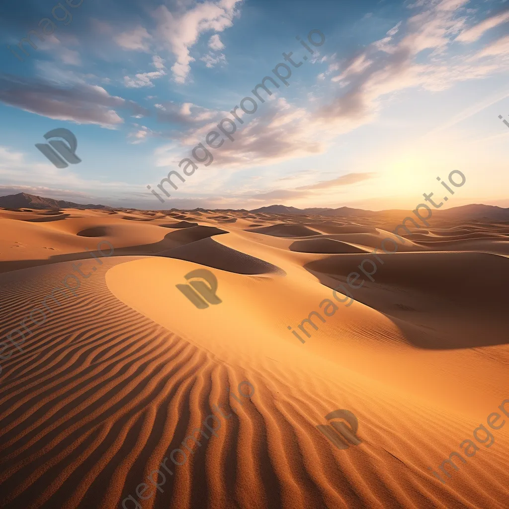 Panoramic view of golden sand dunes during sunset - Image 3