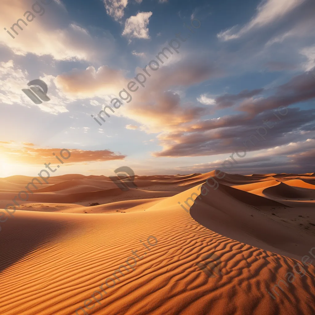 Panoramic view of golden sand dunes during sunset - Image 4