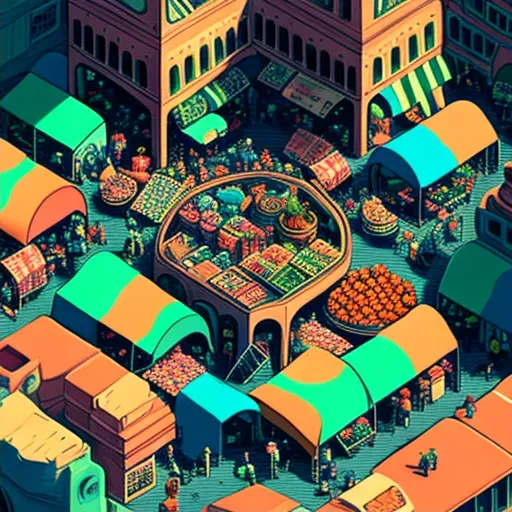 Vibrant Market Aerial View