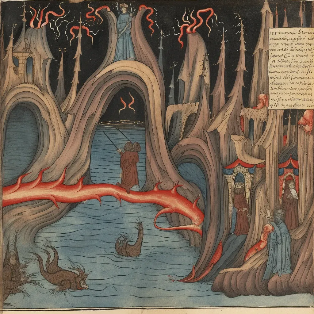 Mythical underworld with glowing lava river - Image 4