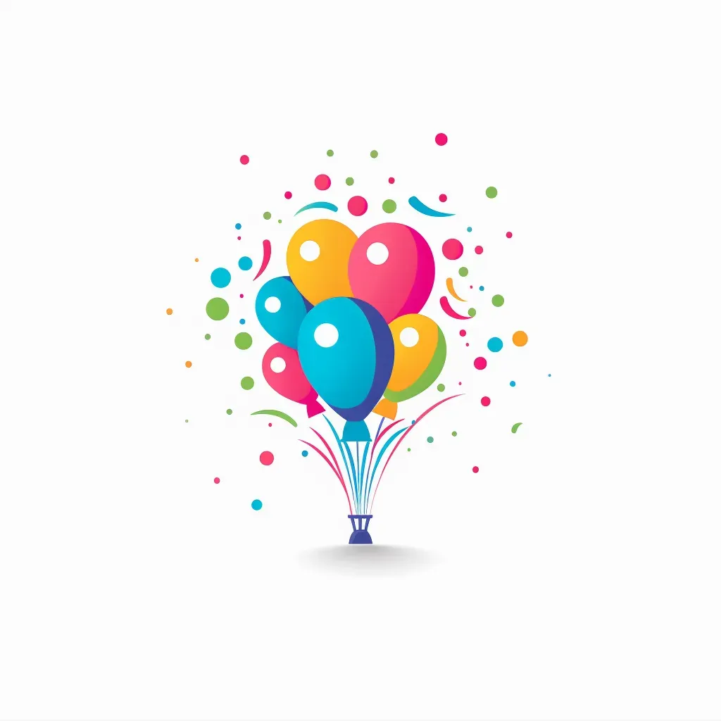 Colorful balloon logo design in pink, green, and blue - Image 1