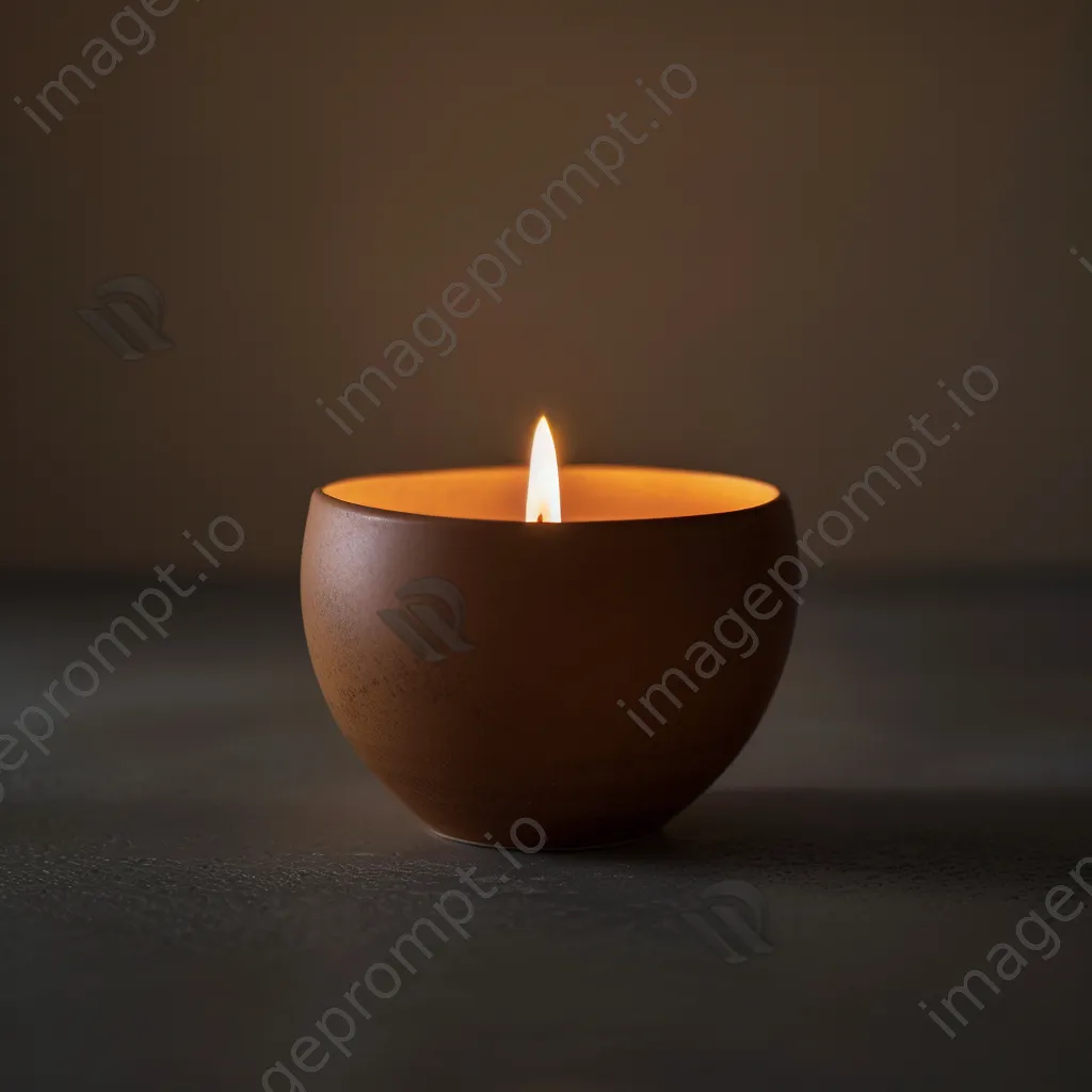 Single lit candle on dark background - Image 1