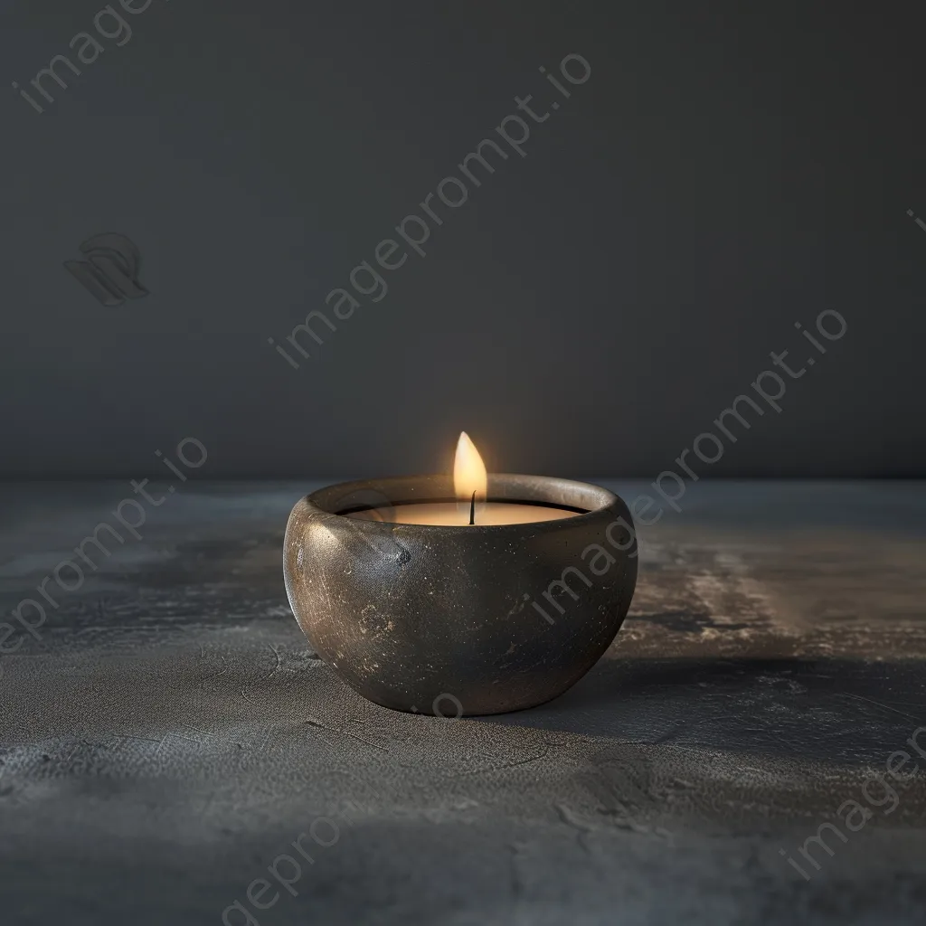 Single lit candle on dark background - Image 4