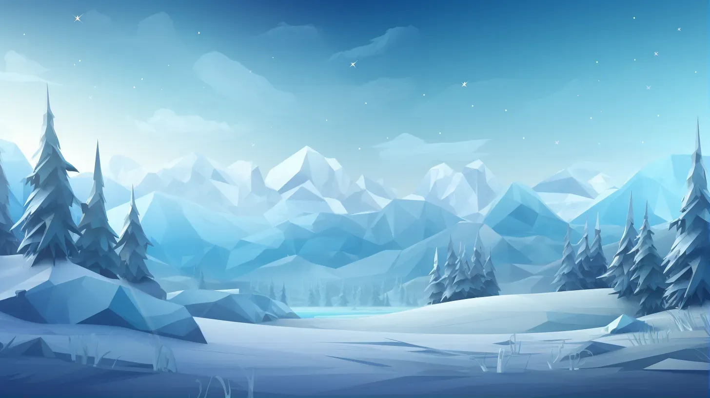 Cool blue and white low poly winter scene suggestive of snowfall - Image 1