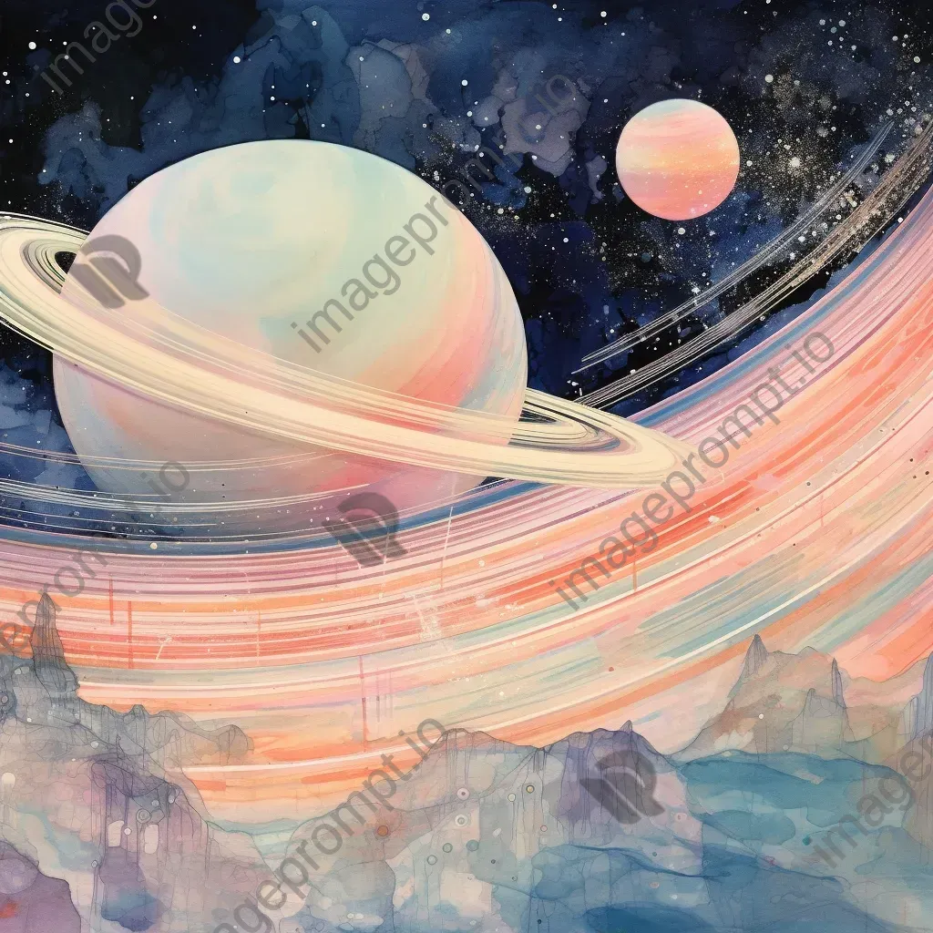 Dreamy pastel sketch of Saturn