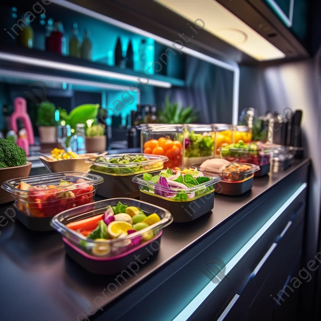 View of a meal prep station with fresh ingredients in a modern kitchen. - Image 3