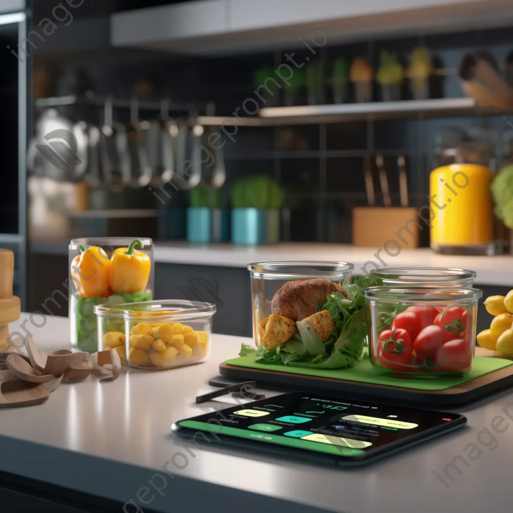 View of a meal prep station with fresh ingredients in a modern kitchen. - Image 4