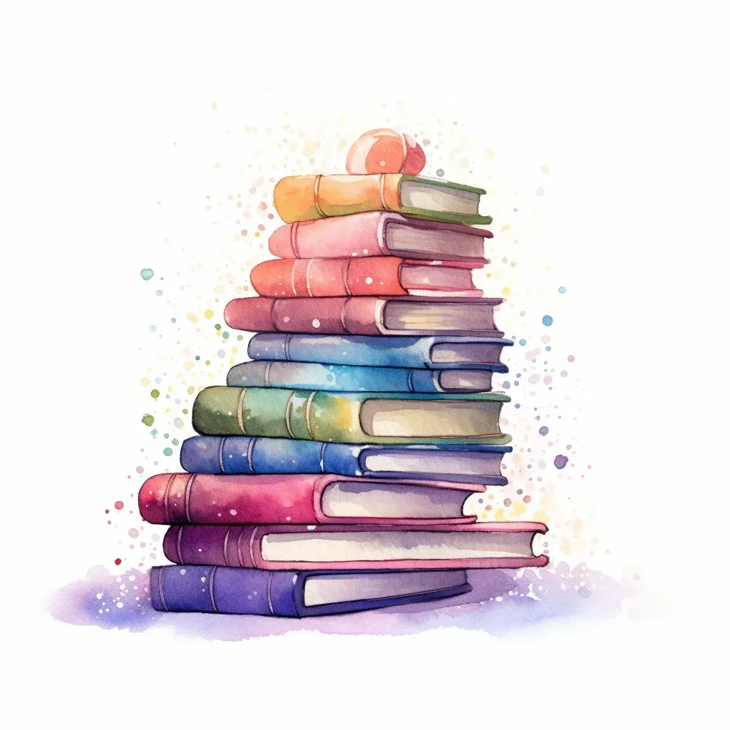 Pastel Bookstore Logo with stack of pastel books and sparkles - Image 2