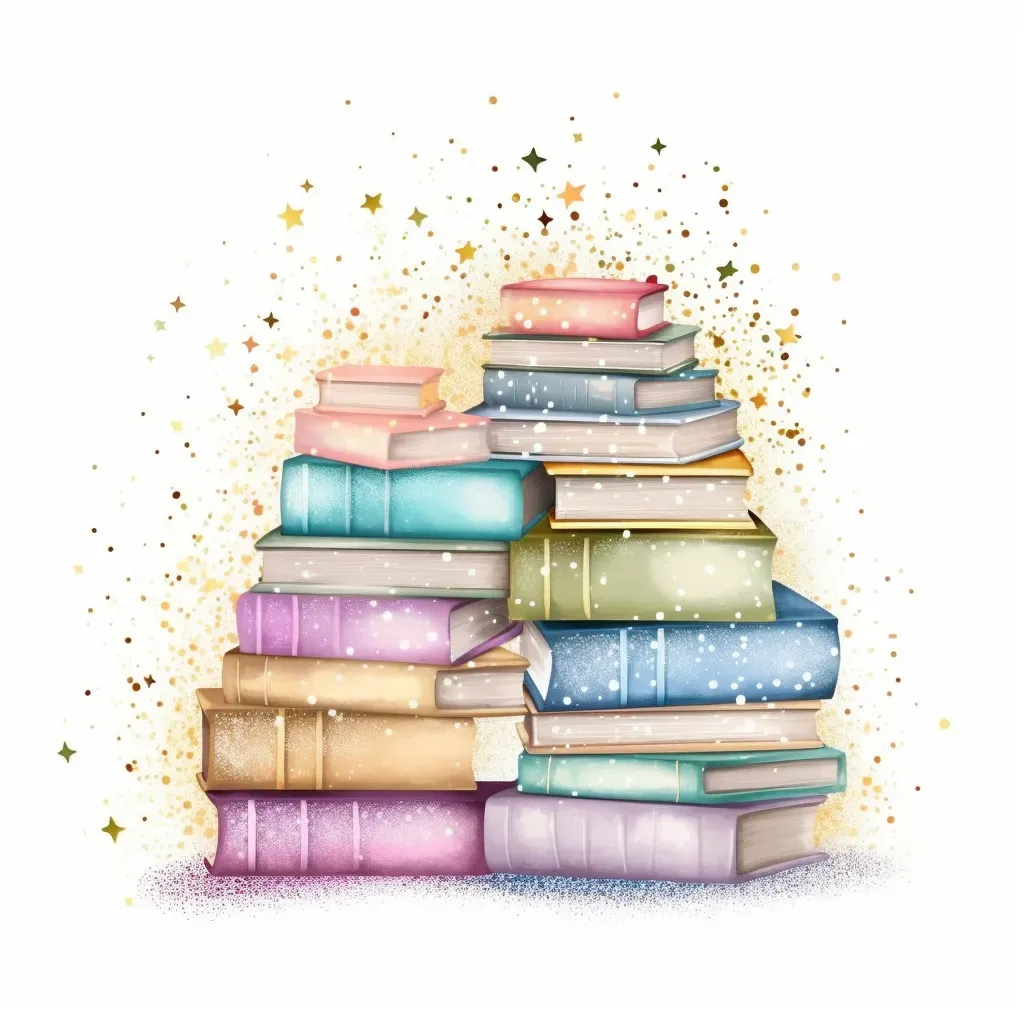 Pastel Bookstore Logo with stack of pastel books and sparkles - Image 4