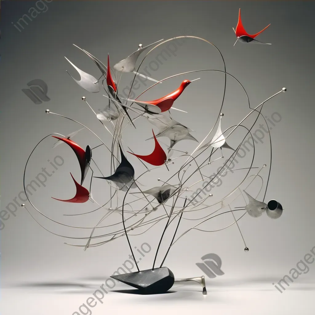 Kinetic sculpture of metallic birds in flight, portraying the illusion of soaring - Image 4