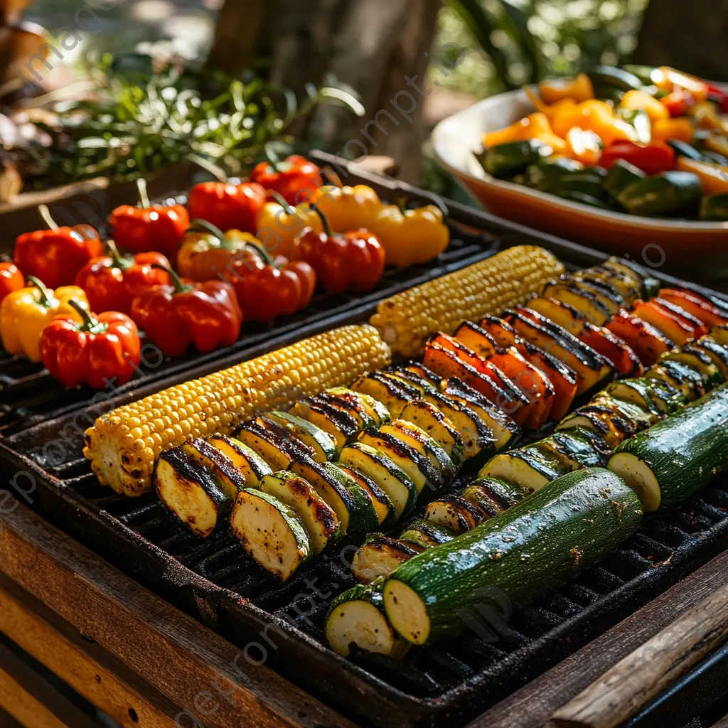 Seasonal vegetables grilling outdoors - Image 1