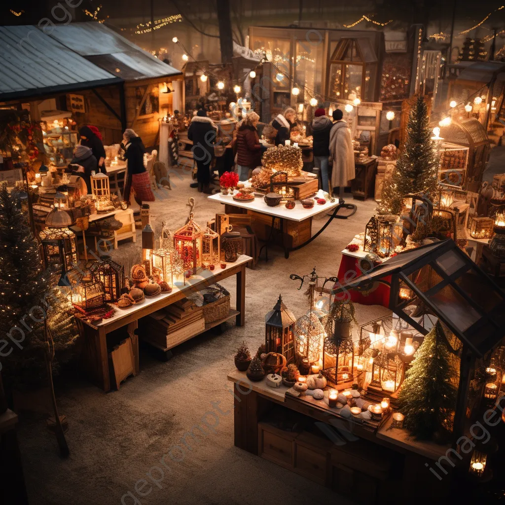 A decorated market stall with various holiday gifts and ornaments. - Image 1