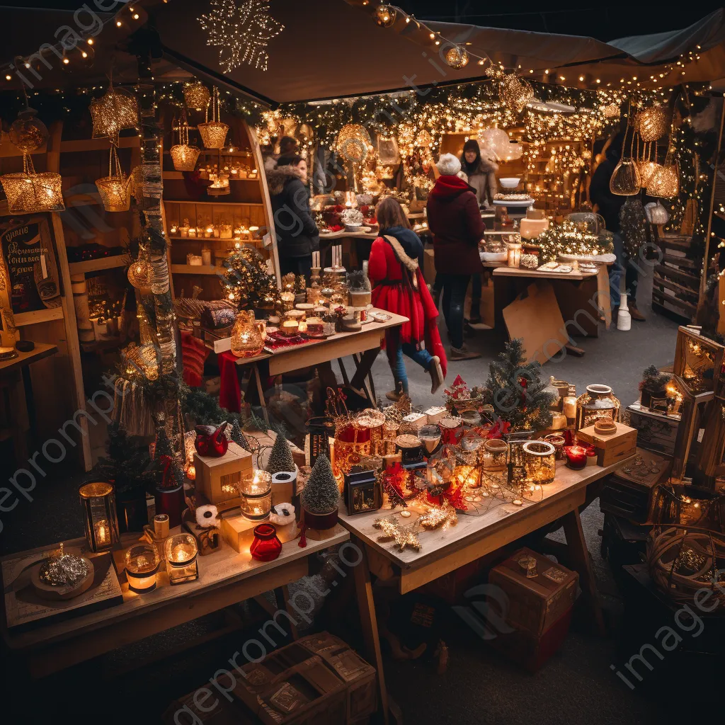 A decorated market stall with various holiday gifts and ornaments. - Image 4