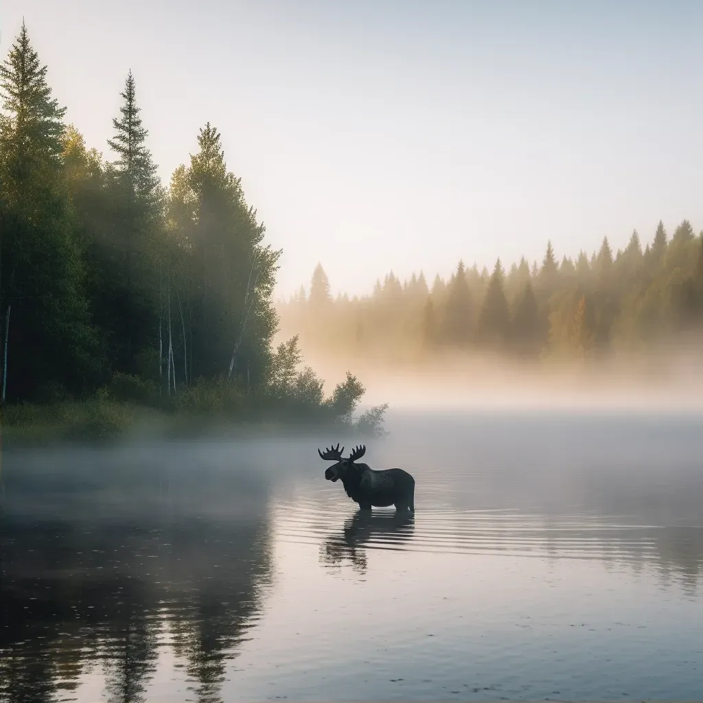 Moose Standing in Lake