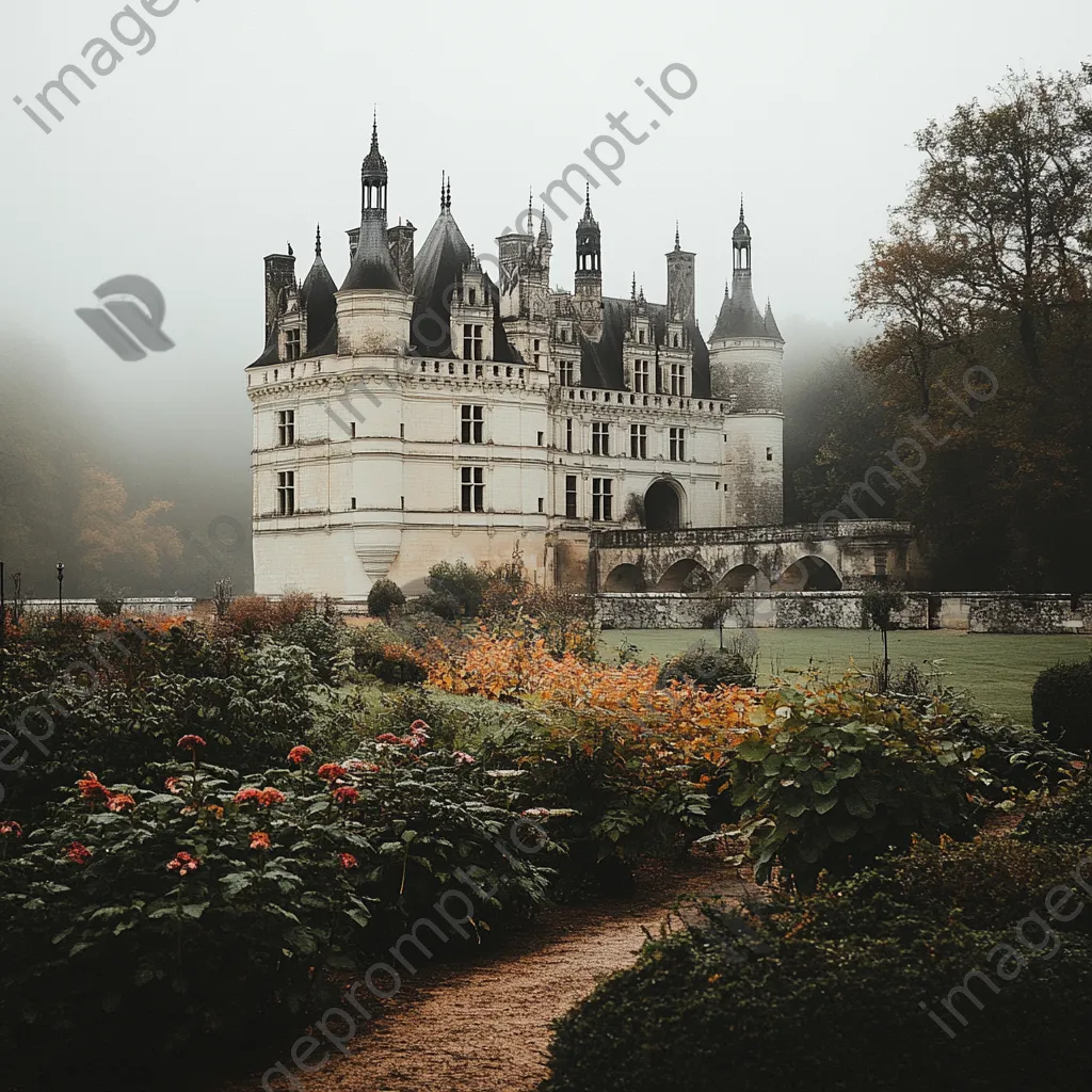 Misty castle surrounded by gardens - Image 3