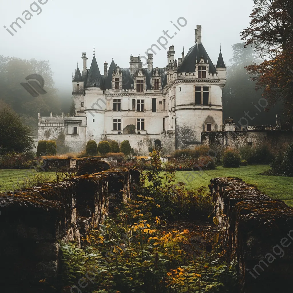 Misty castle surrounded by gardens - Image 4