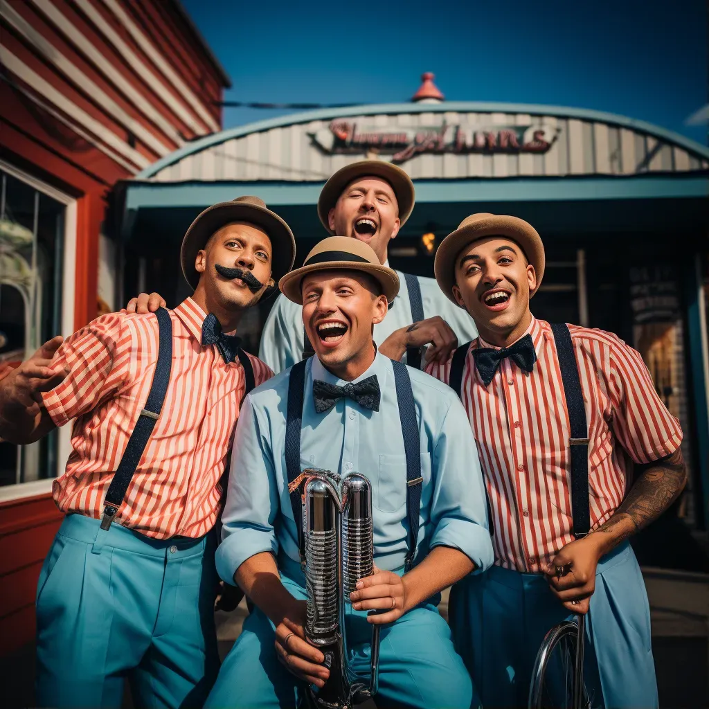 Vintage portrait of a retro barbershop quartet harmonizing - Image 1