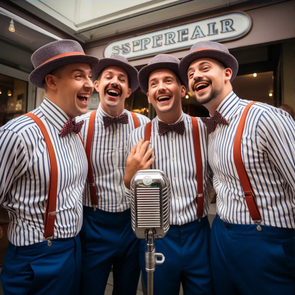 Vintage portrait of a retro barbershop quartet harmonizing - Image 3