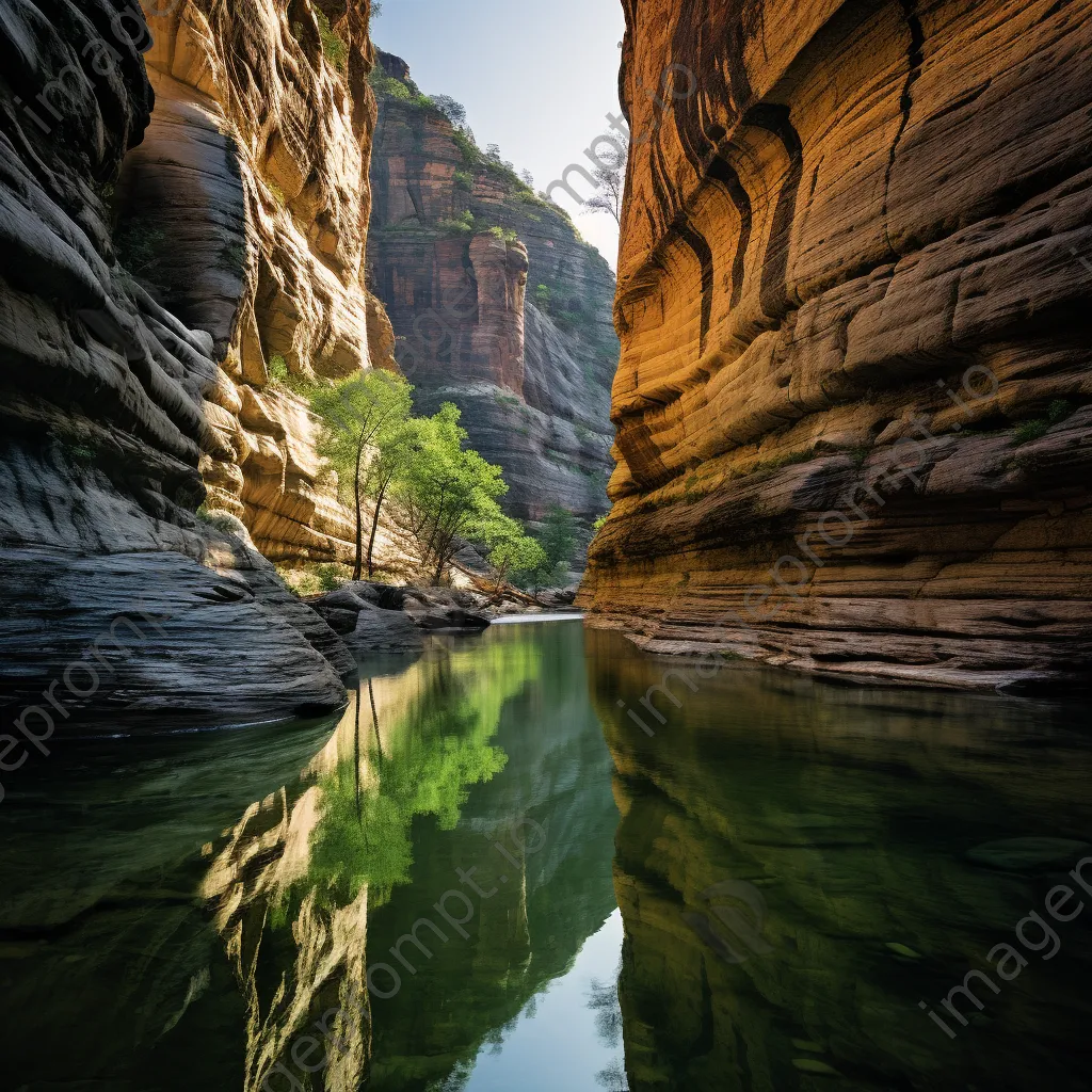 Canyon walls reflecting in calm waters - Image 2