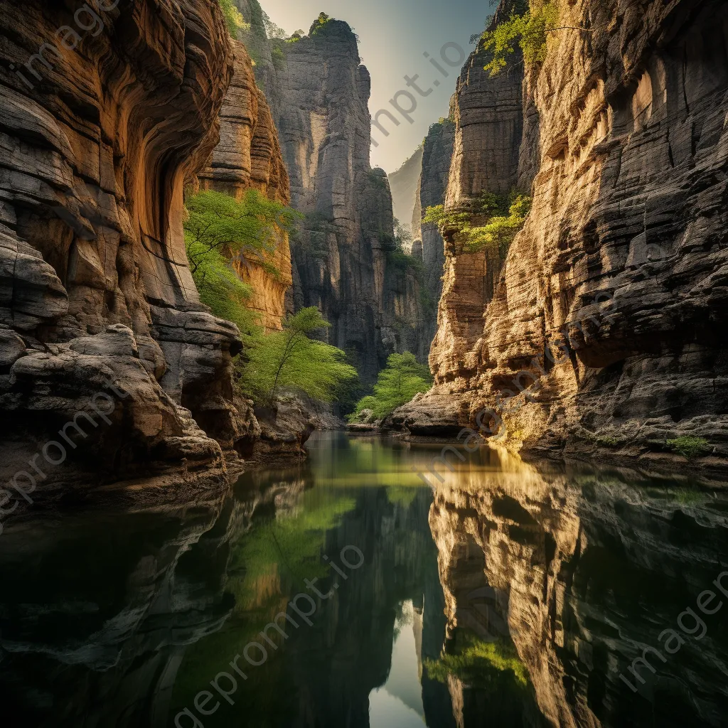 Canyon walls reflecting in calm waters - Image 3