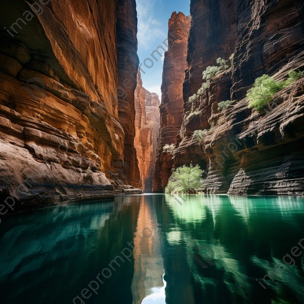 Canyon walls reflecting in calm waters - Image 4