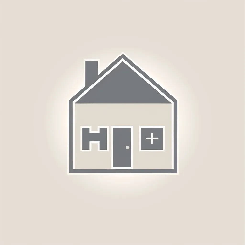 Minimalist home builder logo with house icon in gray and white colors on a light background - Image 1