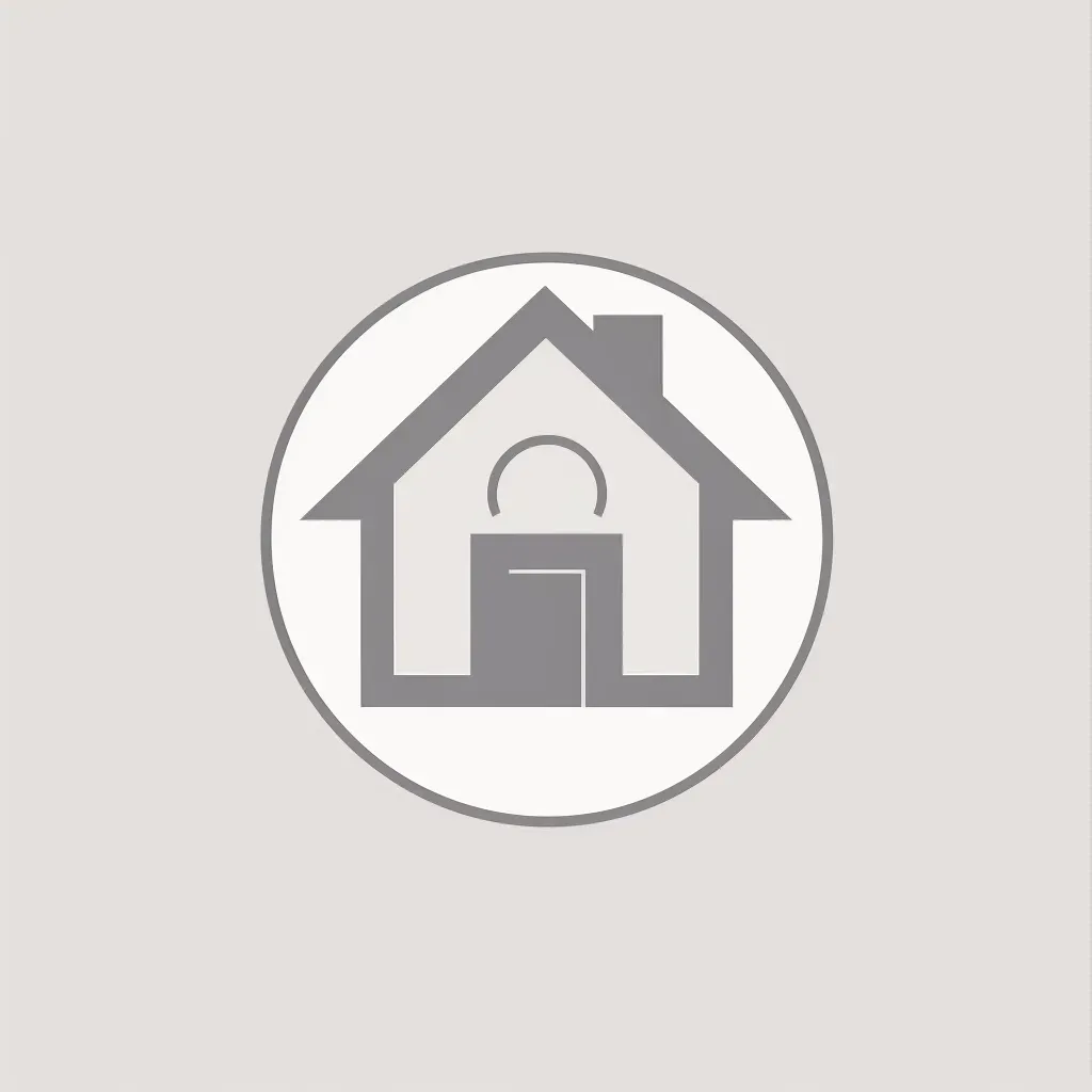 Minimalist home builder logo with house icon in gray and white colors on a light background - Image 3