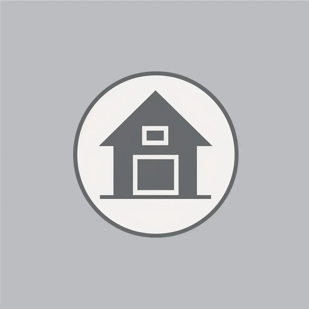 Minimalist home builder logo with house icon in gray and white colors on a light background - Image 4