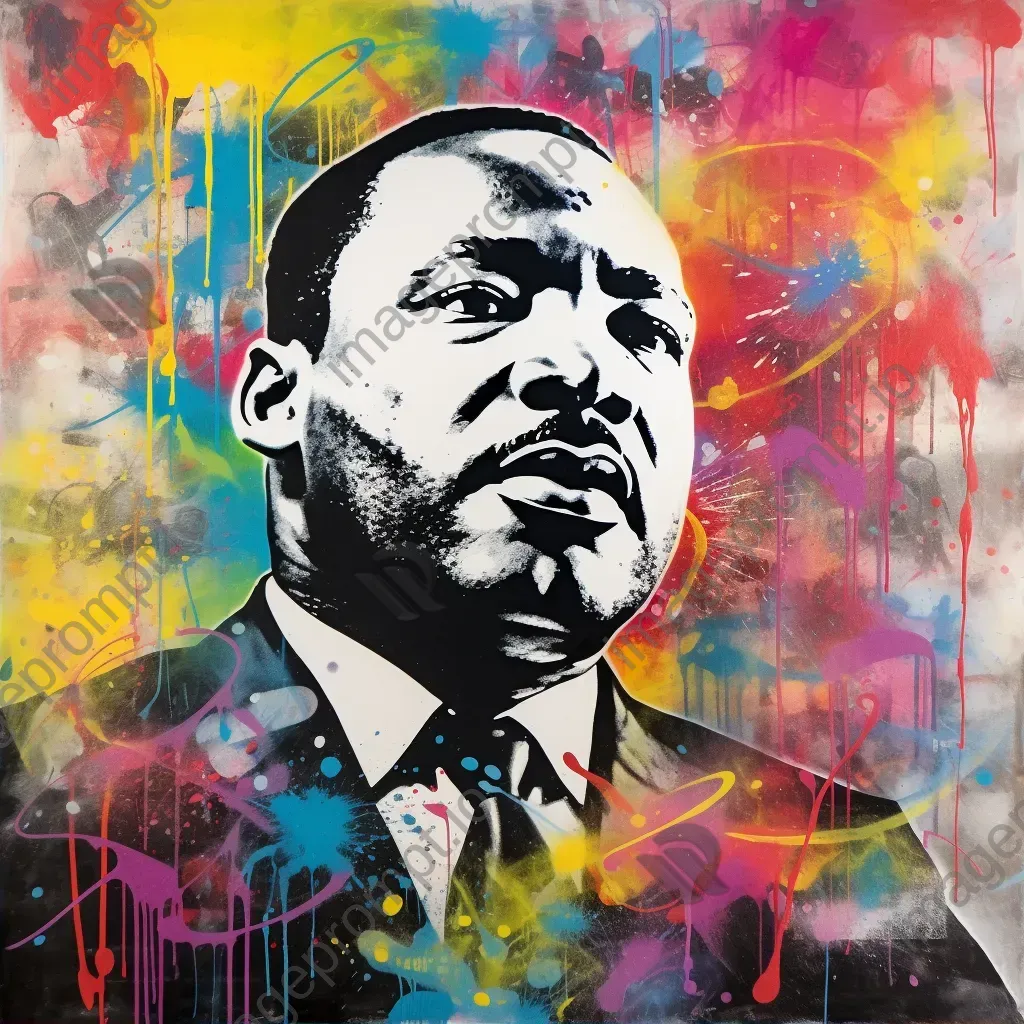 Expressive, graffiti-style portrait of Martin Luther King Jr. - Image 2