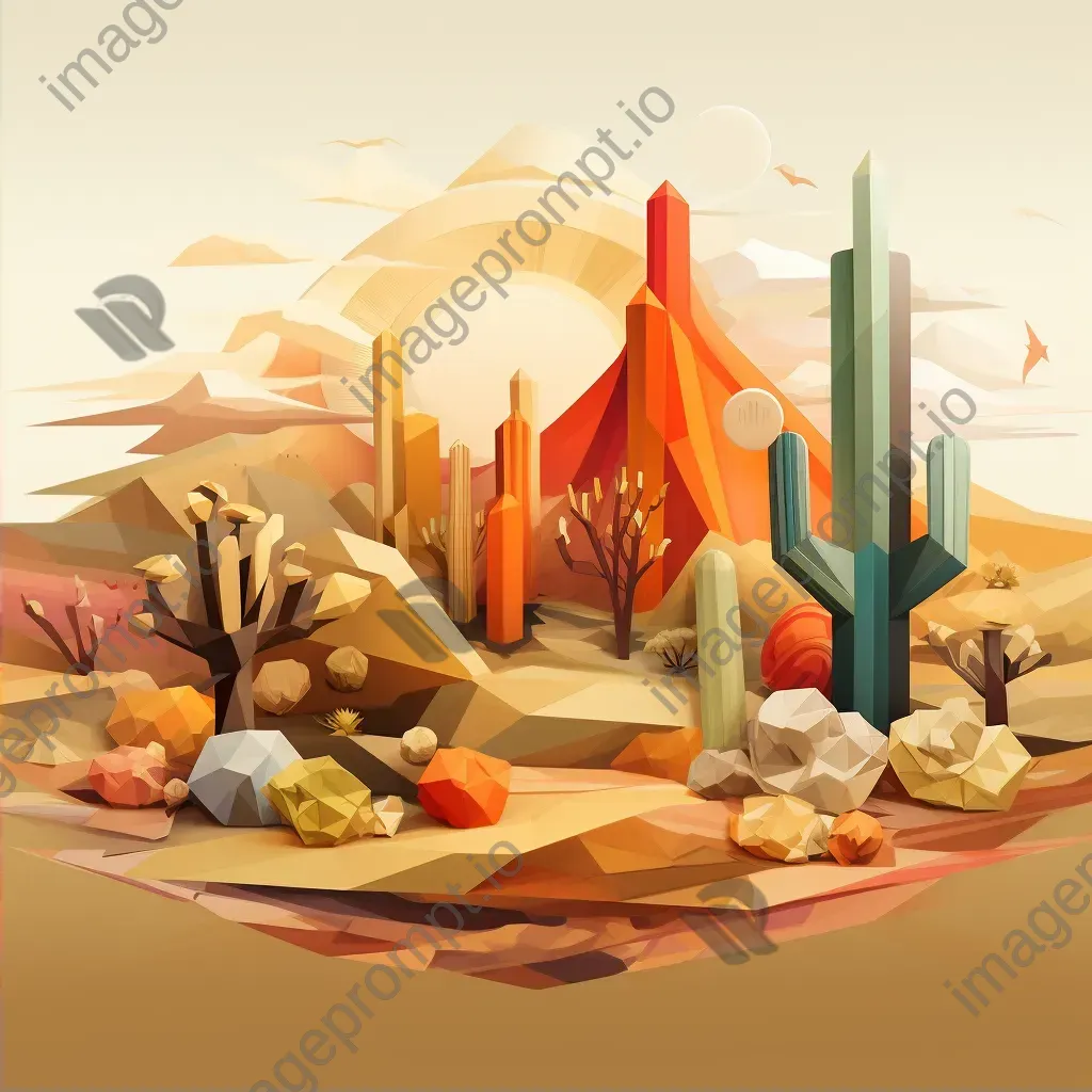 Desert-themed typography in warm low poly style, showcasing wildlife and cacti - Image 2