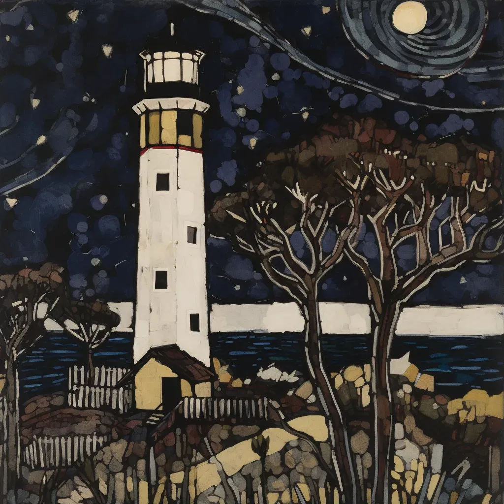 Old lighthouse under starry night sky in AI-generated image - Image 1