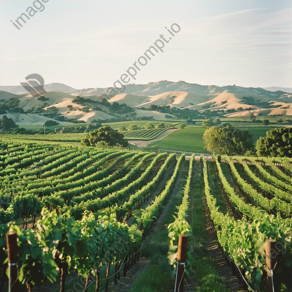 Aerial view of lush vineyard with grapevines and rolling hills - Image 3